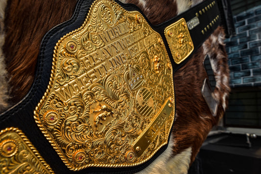 Premium Crumrine AFX Trophy Style Big Gold on Black Leather