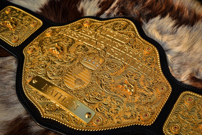 Premium Crumrine AFX Trophy Style Big Gold on Black Leather