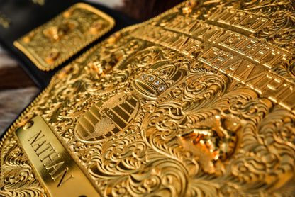 Premium Crumrine AFX Trophy Style Big Gold on Black Leather