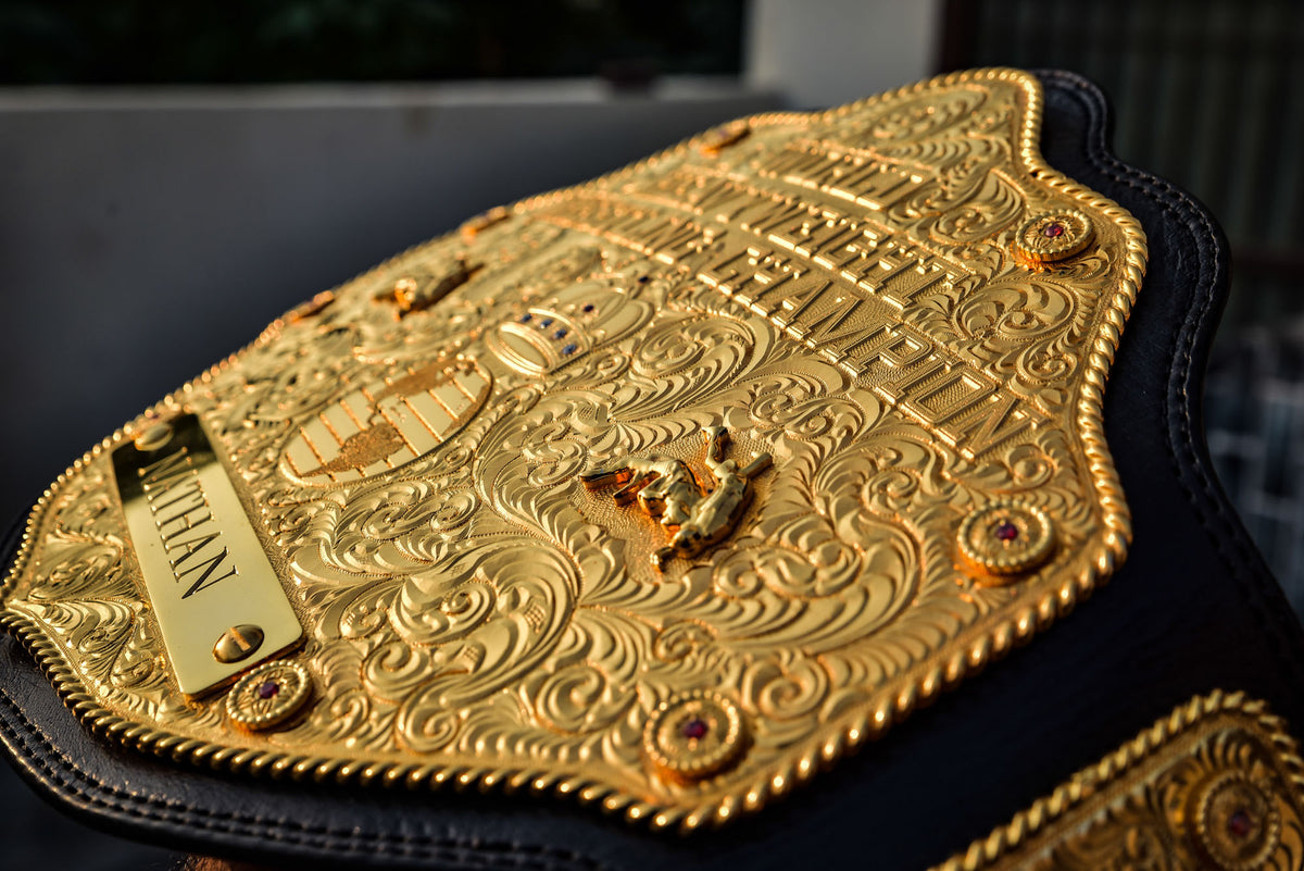Premium Crumrine AFX Trophy Style Big Gold on Black Leather