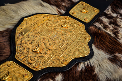 Premium Crumrine AFX Trophy Style Big Gold on Black Leather