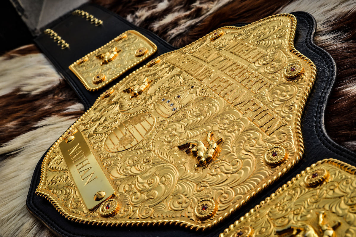 Premium Crumrine AFX Trophy Style Big Gold on Black Leather