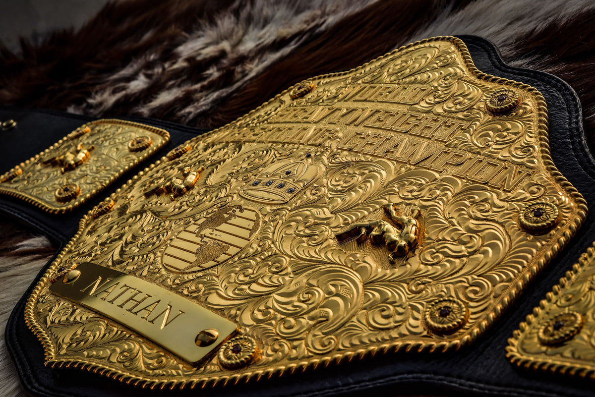 Premium Crumrine AFX Trophy Style Big Gold on Black Leather
