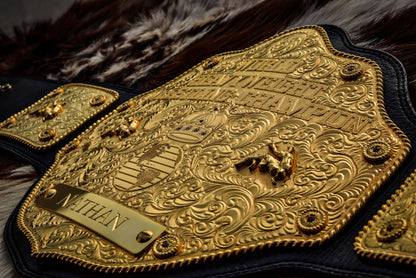 Premium Crumrine AFX Trophy Style Big Gold on Black Leather