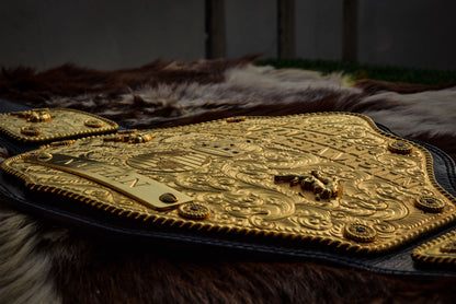 Premium Crumrine AFX Trophy Style Big Gold on Black Leather