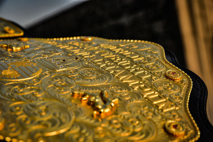 Premium Crumrine AFX Trophy Style Big Gold on Black Leather