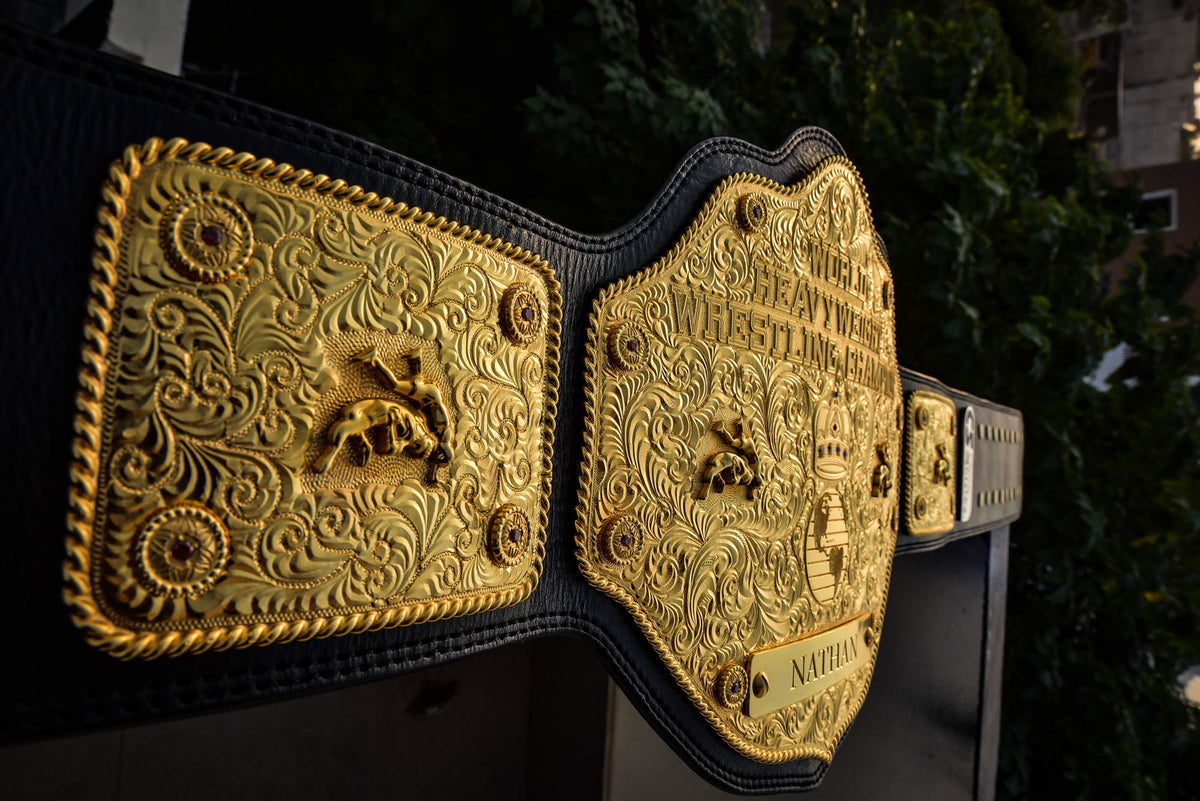 Premium Crumrine AFX Trophy Style Big Gold on Black Leather