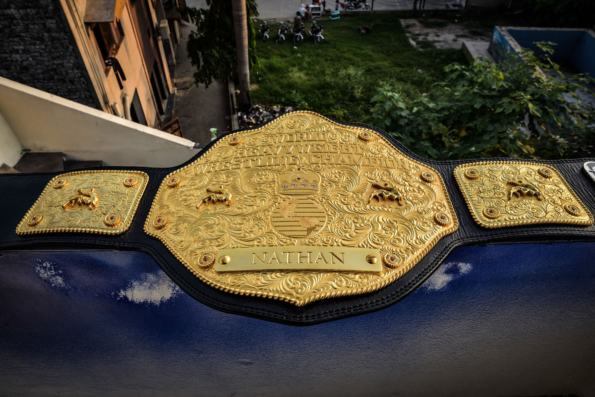 Premium Crumrine AFX Trophy Style Big Gold on Black Leather