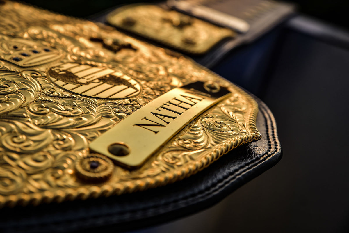 Premium Crumrine AFX Trophy Style Big Gold on Black Leather