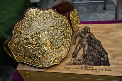 Premium Crumrine Big Gold on Brown Floral Tooled Leather