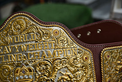 Premium Crumrine Big Gold on Brown Floral Tooled Leather