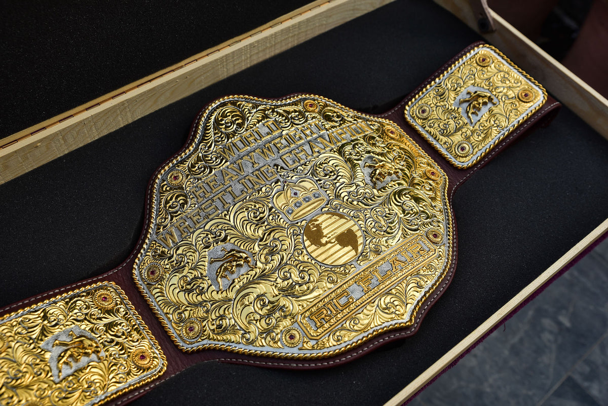 Premium Crumrine Big Gold on Brown Floral Tooled Leather