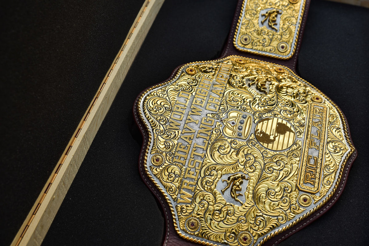 Premium Crumrine Big Gold on Brown Floral Tooled Leather