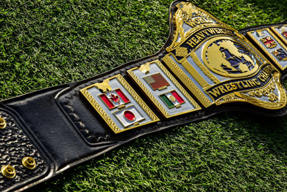 Hogan 86 Title Belt Ring Accurate Leather and Black Backing