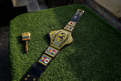 Hogan 86 Title Belt Ring Accurate Leather and Black Backing