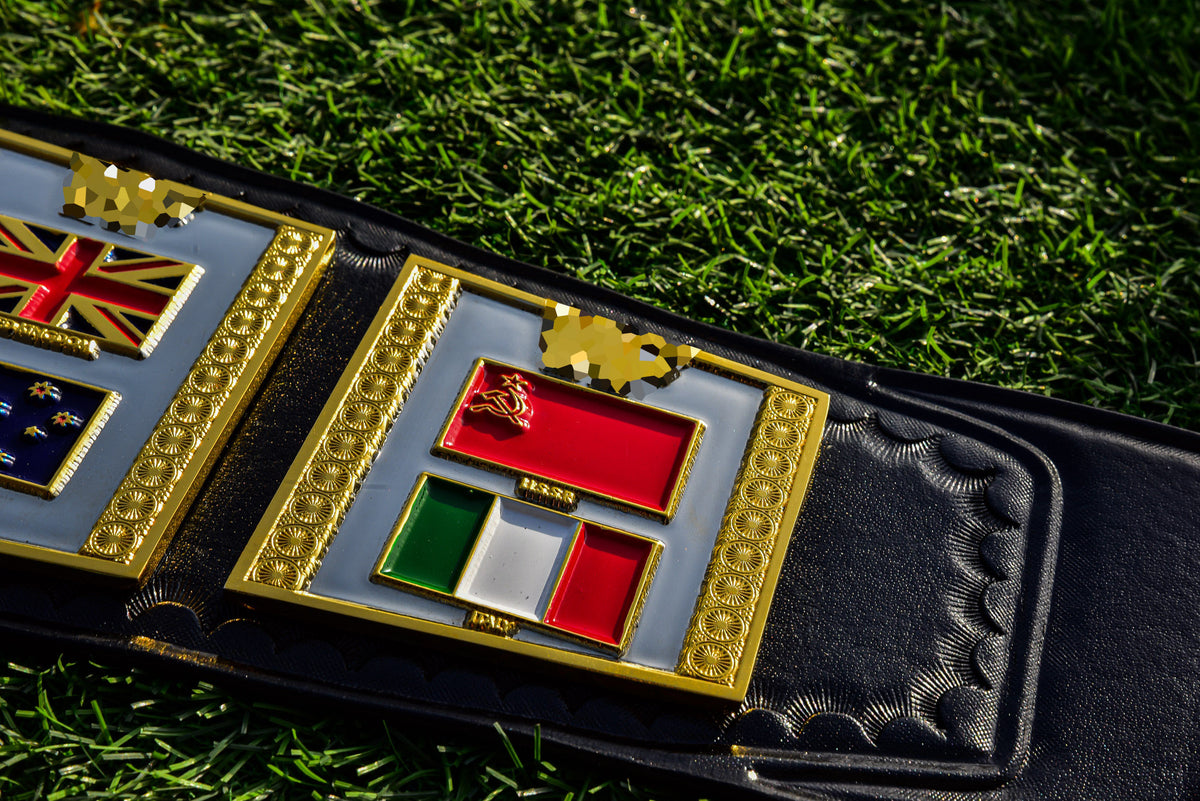 Hogan 86 Title Belt Ring Accurate Leather and Black Backing