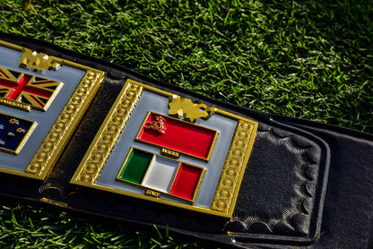 Hogan 86 Title Belt Ring Accurate Leather and Black Backing