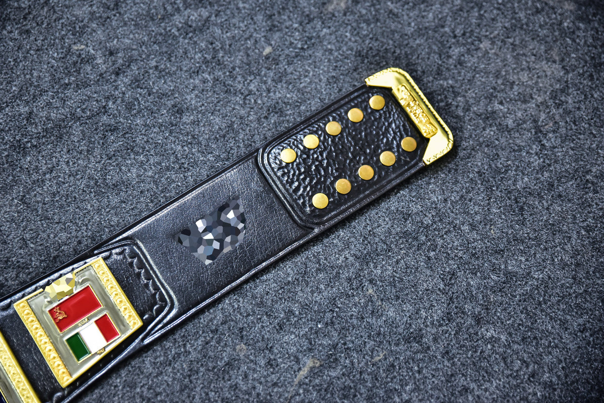 Hogan 86 Title Belt Ring Accurate Leather and Red Backing