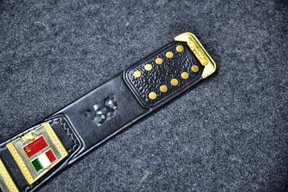 Hogan 86 Title Belt Ring Accurate Leather and Red Backing