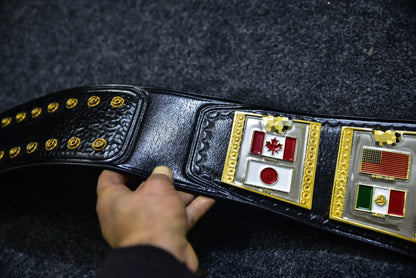 Hogan 86 Title Belt Ring Accurate Leather and Red Backing
