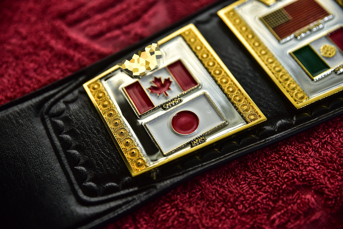 Hogan 86 Title Belt Ring Accurate Leather and Red Backing