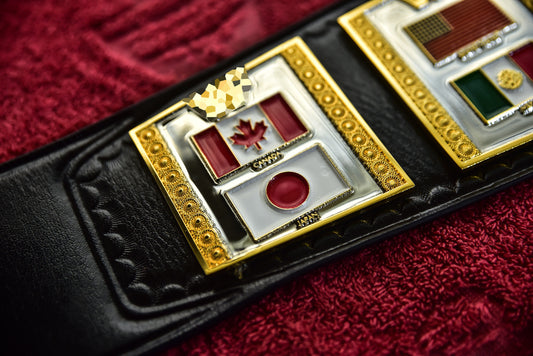Hogan 86 Title Belt Ring Accurate Leather and Red Backing