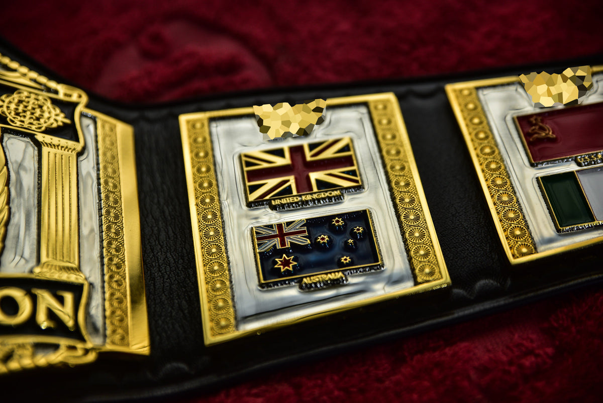 Hogan 86 Title Belt Ring Accurate Leather and Red Backing