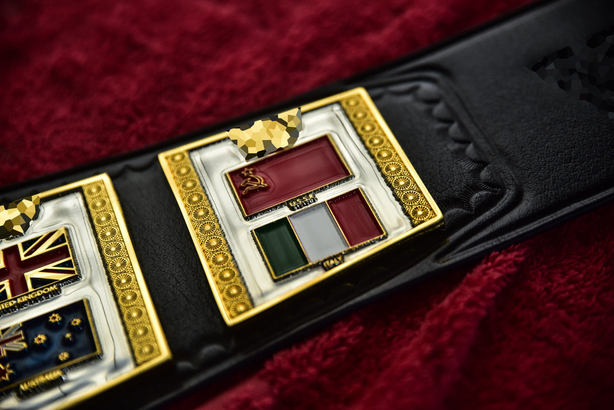 Hogan 86 Title Belt Ring Accurate Leather and Red Backing