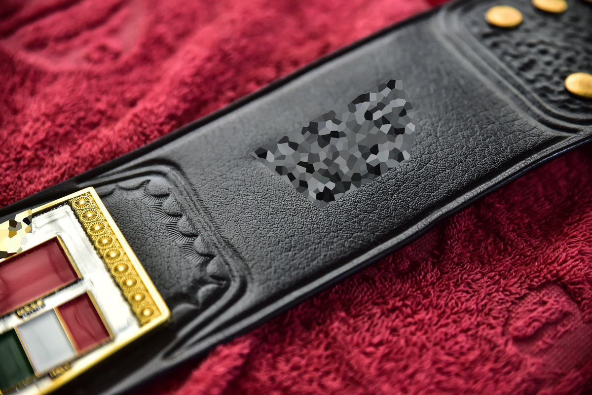 Hogan 86 Title Belt Ring Accurate Leather and Red Backing
