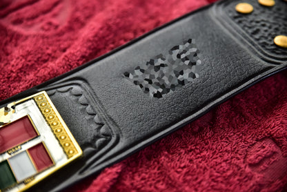 Hogan 86 Title Belt Ring Accurate Leather and Red Backing