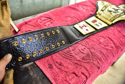 Hogan 86 Title Belt Ring Accurate Leather and Red Backing