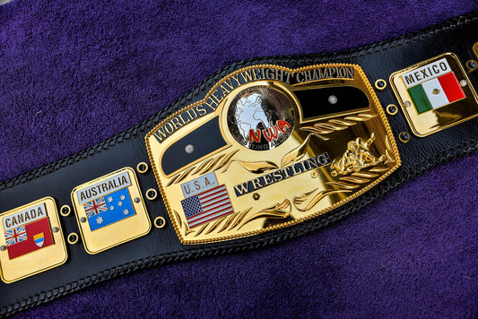 NWA Domed Globe Relief Championship Title Belt Mirror Finished Version