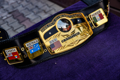 NWA Domed Globe Relief Championship Title Belt Mirror Finished Version
