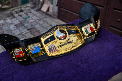 NWA Domed Globe Relief Championship Title Belt Mirror Finished Version