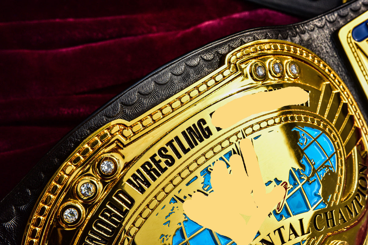 Oval IC Title Black W-W-E Scratch Logo and Black Leather