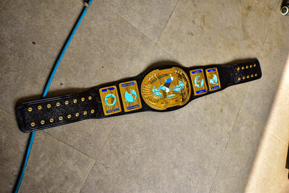 Oval IC Title Black W-W-E Scratch Logo and Black Leather