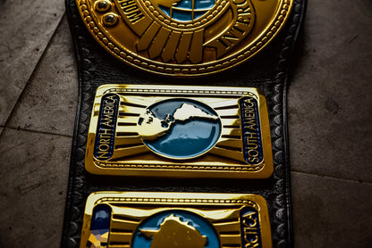 Oval IC Title Black W-W-E Scratch Logo and Black Leather
