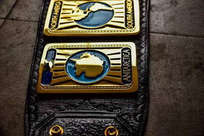 Oval IC Title Black W-W-E Scratch Logo and Black Leather