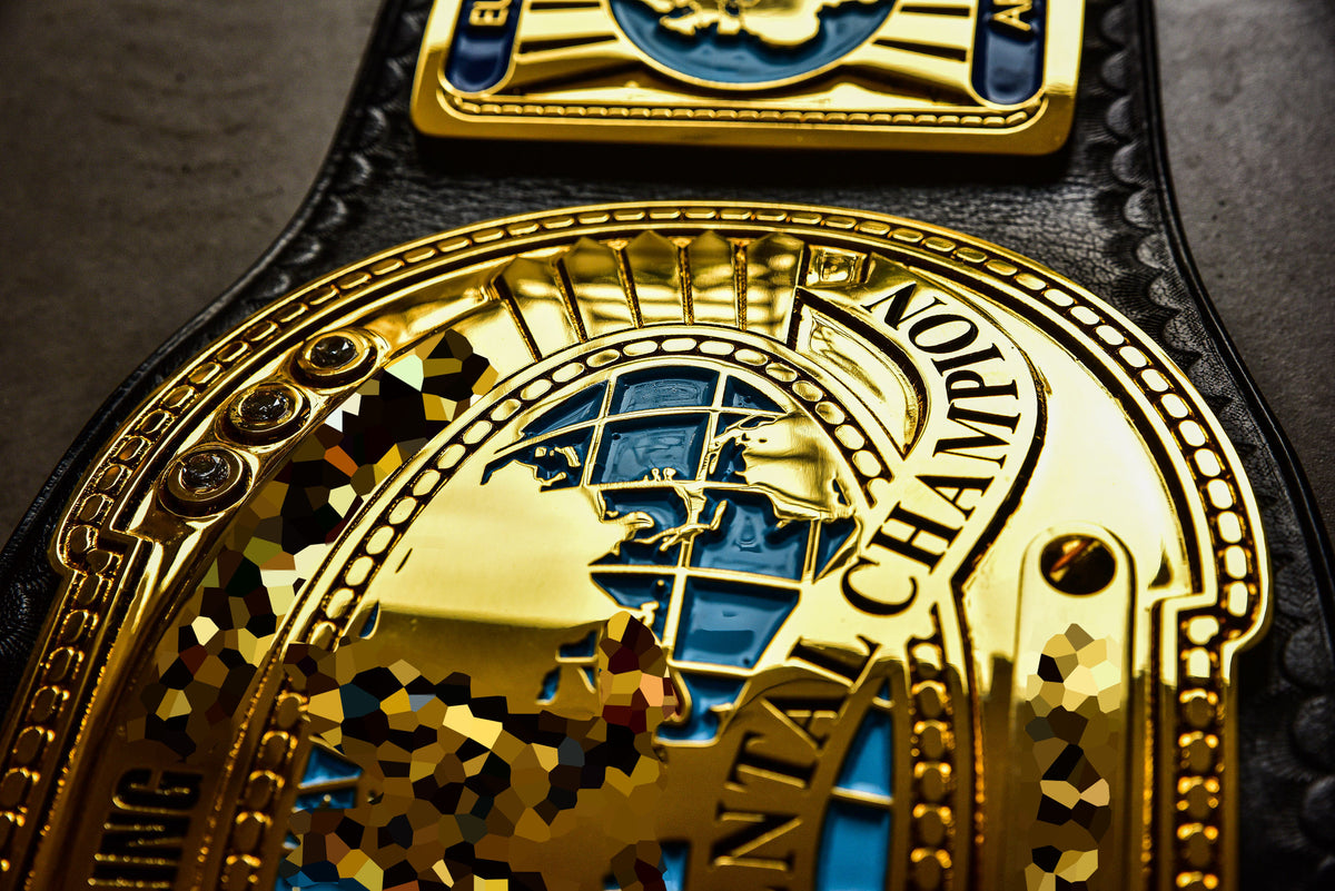 Oval IC Title Black W-W-E Scratch Logo and Black Leather