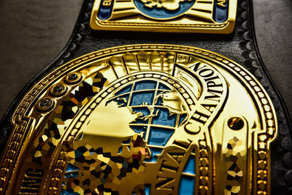 Oval IC Title Black W-W-E Scratch Logo and Black Leather