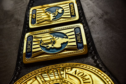 Oval IC Title Black W-W-E Scratch Logo and Black Leather