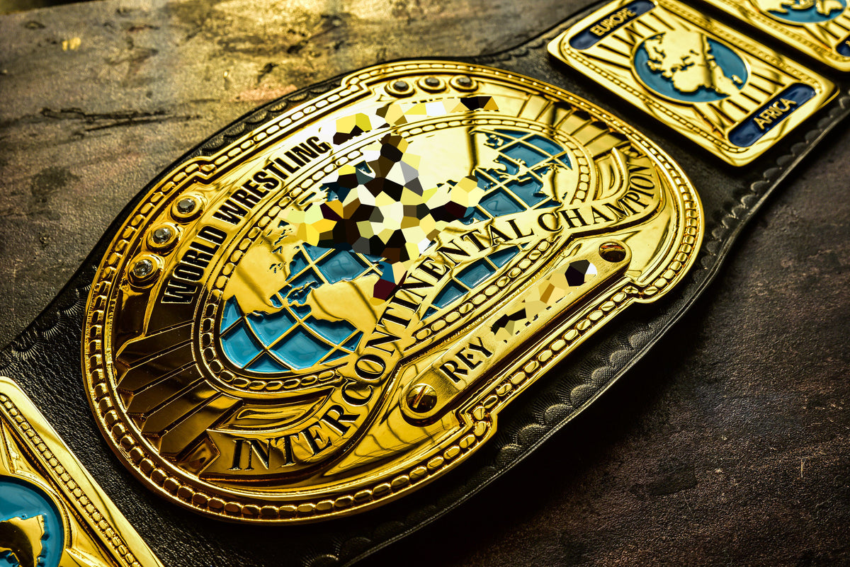 Oval IC Title Black W-W-E Scratch Logo and Black Leather