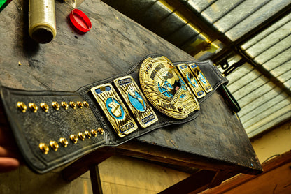 Oval IC Title Black W-W-E Scratch Logo and Black Leather