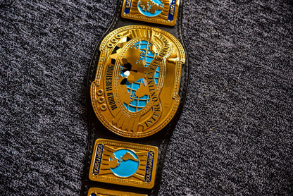 Oval IC Title Black W-W-E Scratch Logo and Black Leather