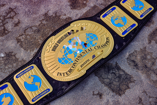 Oval IC Title W-W-E White Scratch Logo and Black Leather