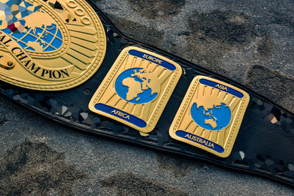 Oval IC Title W-W-E White Scratch Logo and Black Leather