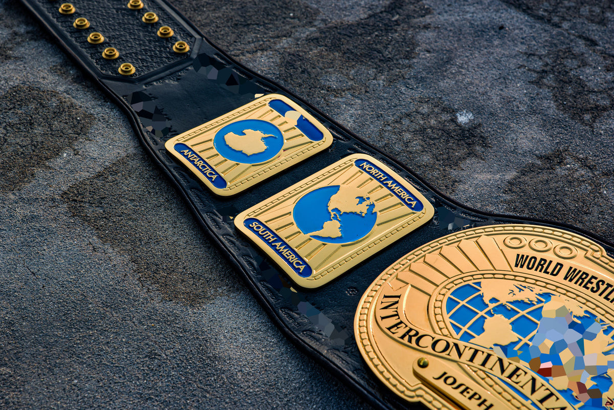 Oval IC Title W-W-E White Scratch Logo and Black Leather