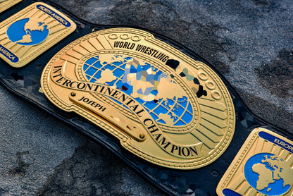 Oval IC Title W-W-E White Scratch Logo and Black Leather