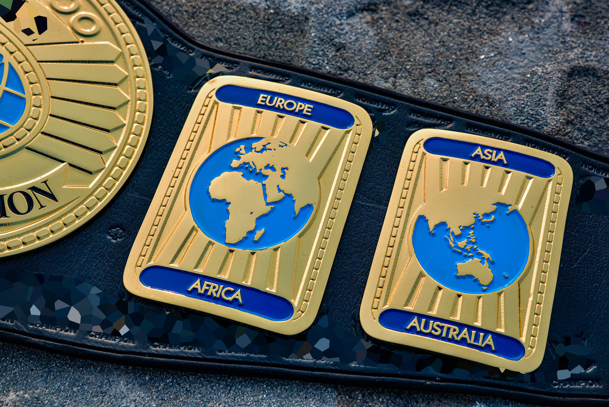 Oval IC Title W-W-E White Scratch Logo and Black Leather