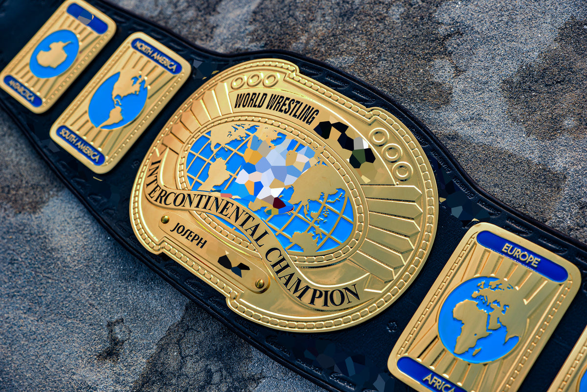 Oval IC Title W-W-E White Scratch Logo and Black Leather